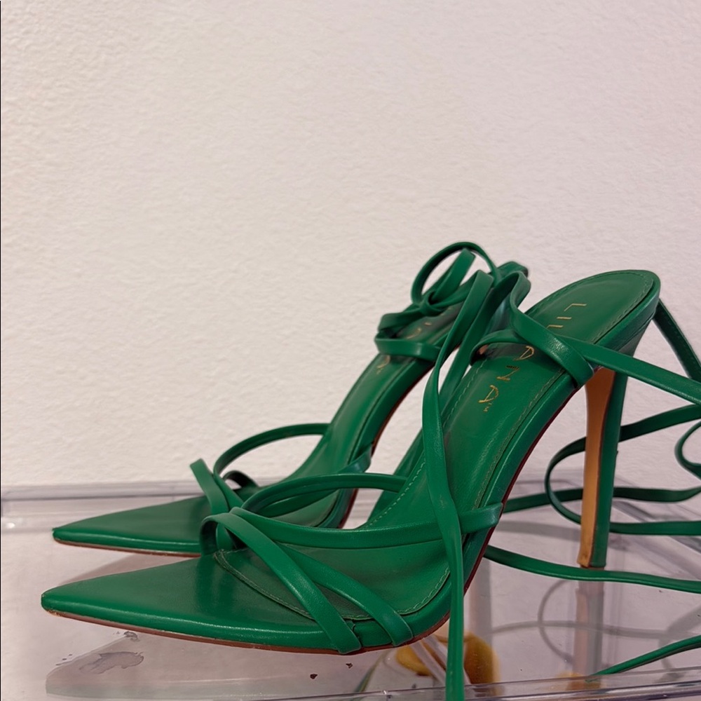Liliana Green Strappy Stiletto Heels